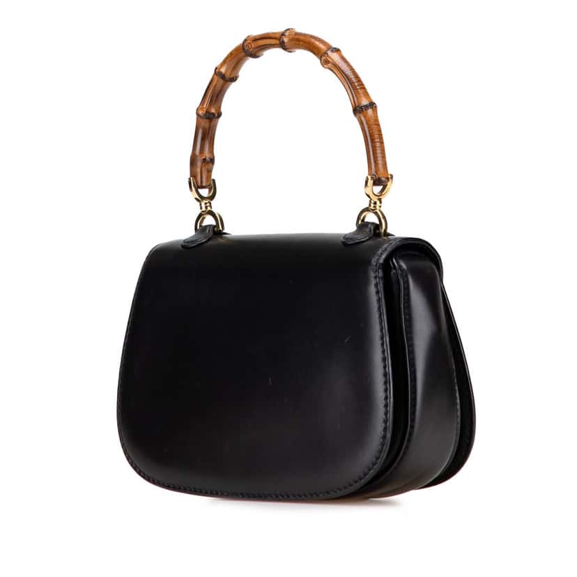 Gucci Calfskin Bamboo Night Black Leather Good condition - Back View