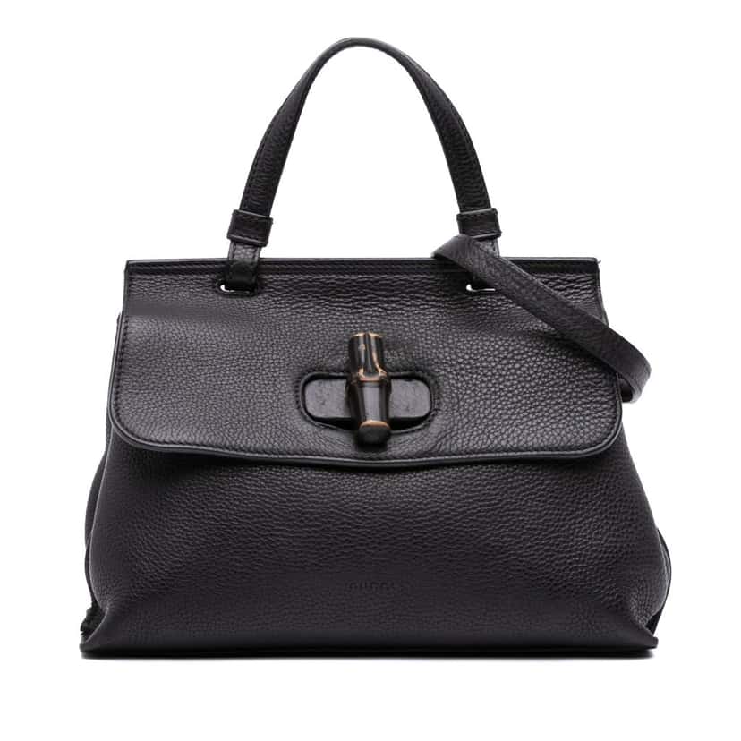 Gucci Small Leather Bamboo Daily Satchel Black Leather Good condition - Front View
