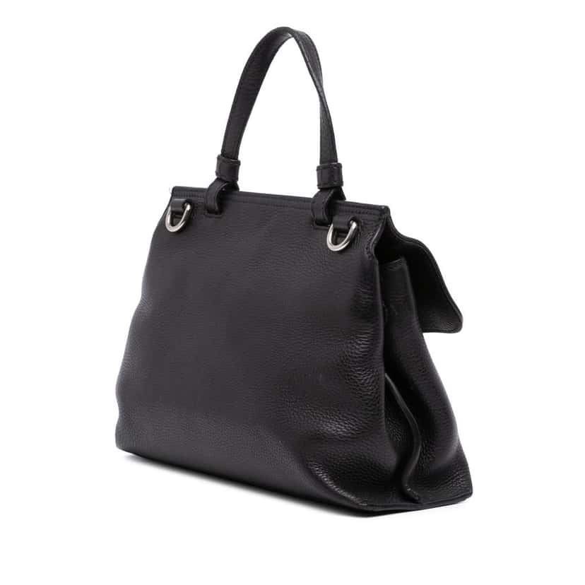 Gucci Small Leather Bamboo Daily Satchel Black Leather Good condition - Back View