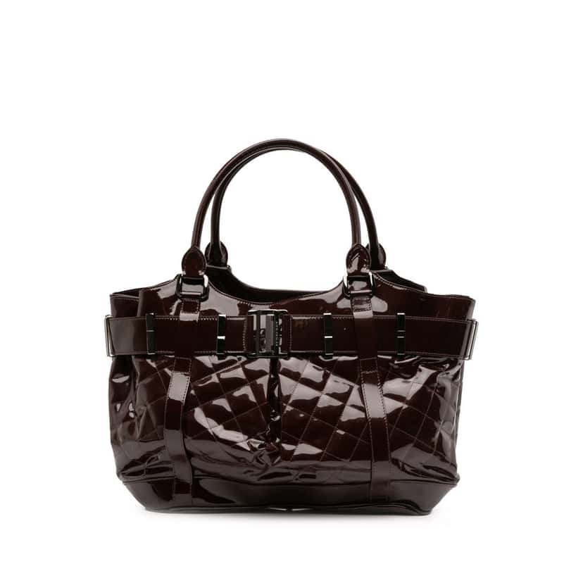 Burberry Large Quilted Patent Beaton Tote Red Leather Good condition - Front View