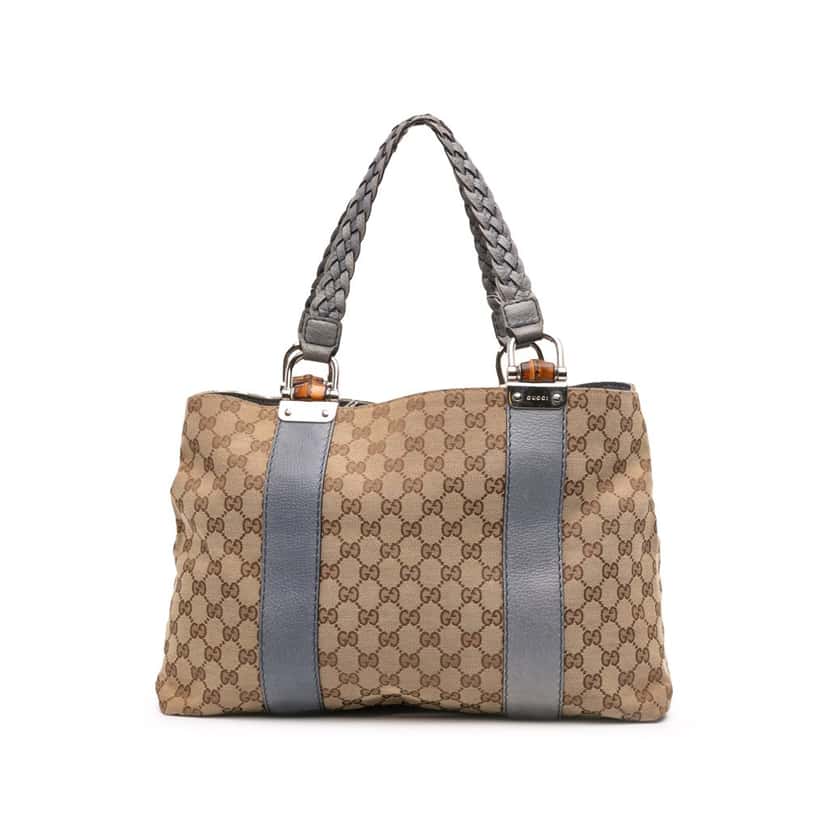 Gucci GG Canvas Bamboo Libeccio Tote Brown Canvas Good condition - Front View