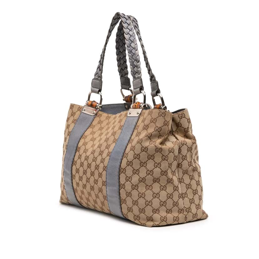 Gucci GG Canvas Bamboo Libeccio Tote Brown Canvas Good condition - Back View