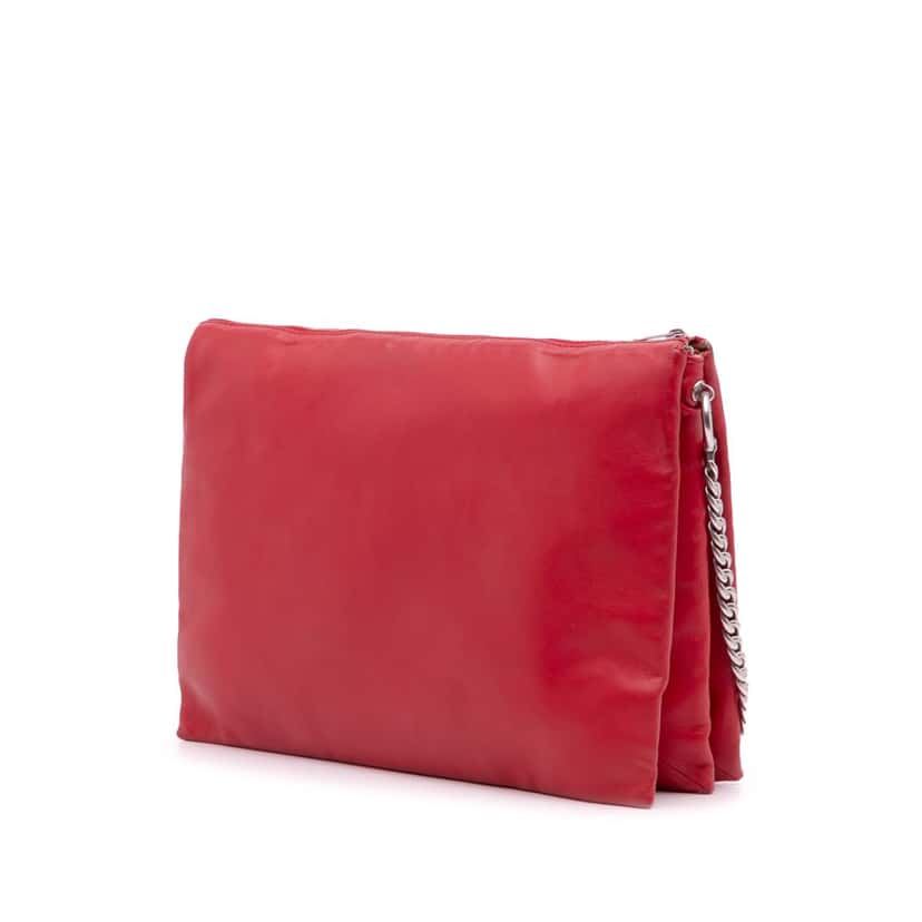 Celine Lambskin Soft Trio Shoulder Bag Red Leather Good condition - Back View