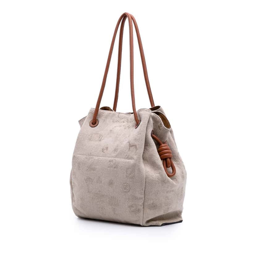 Loewe Medium Canvas Flamenco Knot Tote Brown Canvas Good condition - Back View