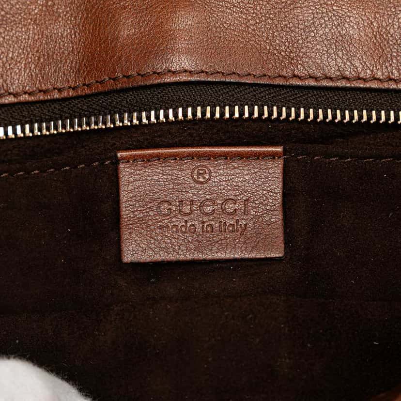 Gucci Perforated Leather Studded Malika Clutch Brown Leather Good condition - Box View