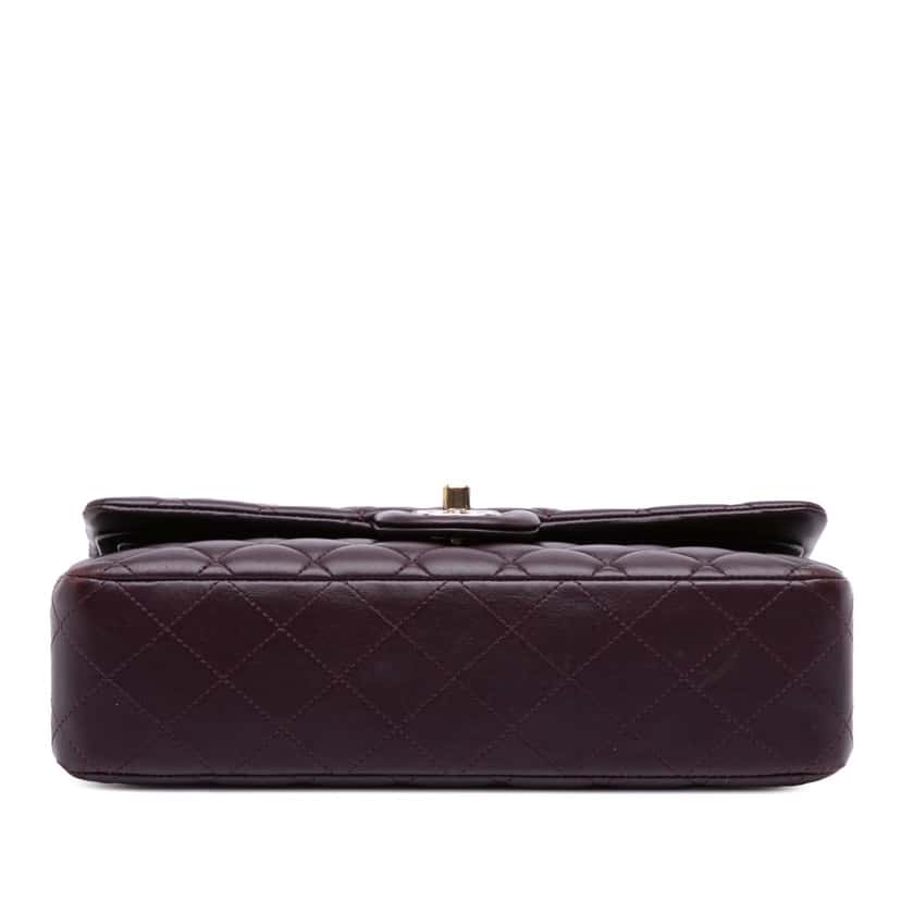Chanel Medium Classic Lambskin Double Flap Purple Leather Good condition - Inside View
