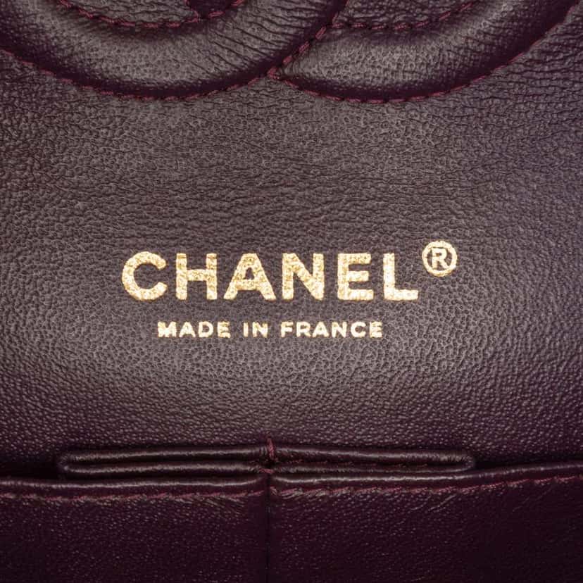 Chanel Medium Classic Lambskin Double Flap Purple Leather Good condition - Box View