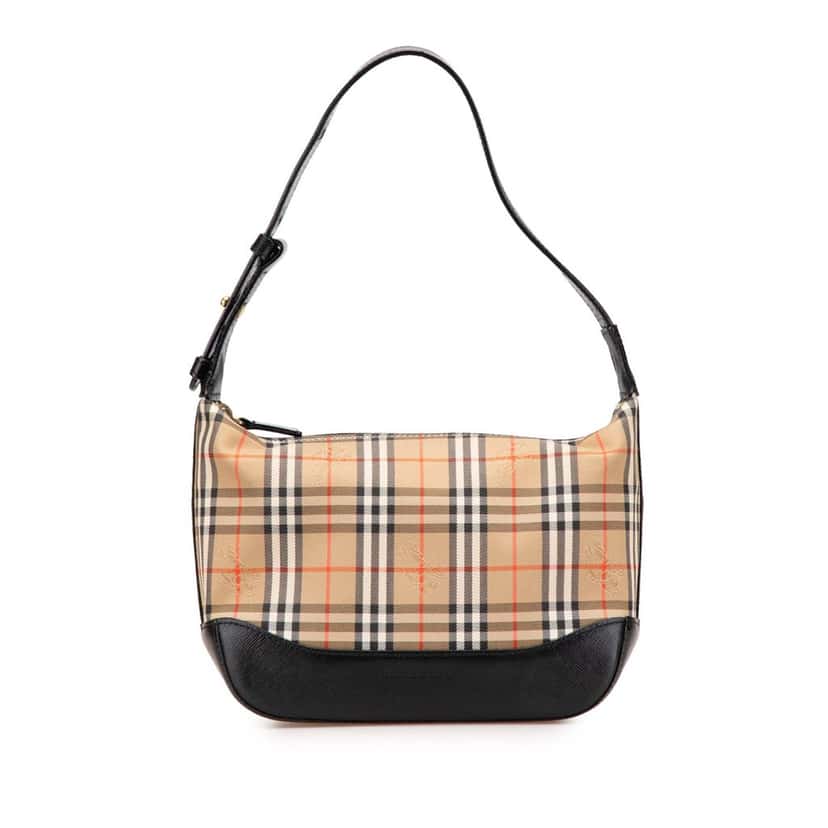 Burberry Haymarket Check Canvas Shoulder Bag Brown Canvas Good condition - Front View