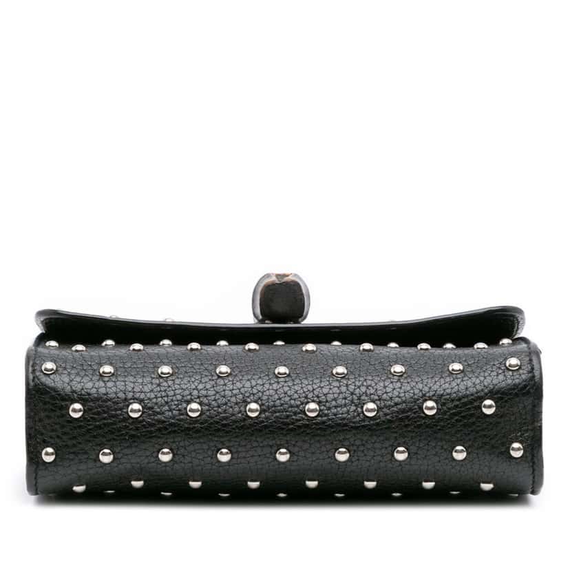 Gucci Small Leather Studded Miss Bamboo Crossbody Black Leather Good condition - Inside View