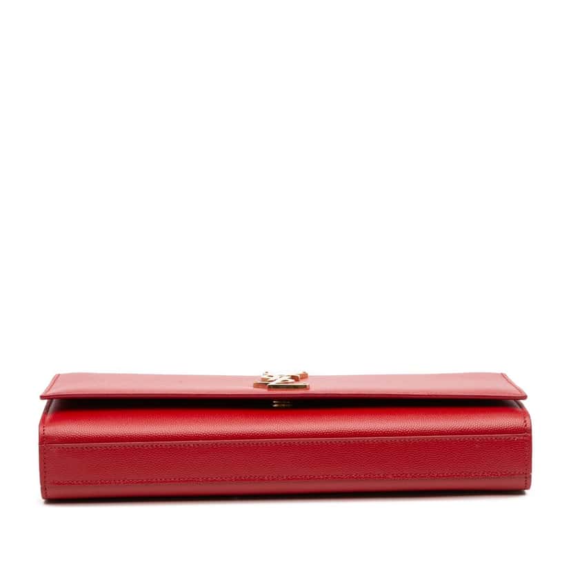 Saint Laurent Grain de Poudre Monogram Cassandre Clutch Red Leather Good condition - Inside View