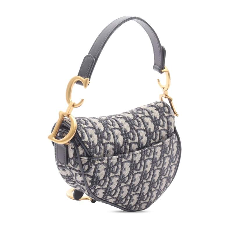 Dior Mini Oblique Canvas Saddle Bag Blue Canvas Good condition - Back View