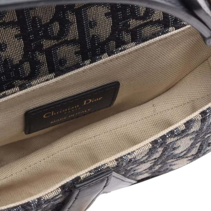 Dior Mini Oblique Canvas Saddle Bag Blue Canvas Good condition - Inside View