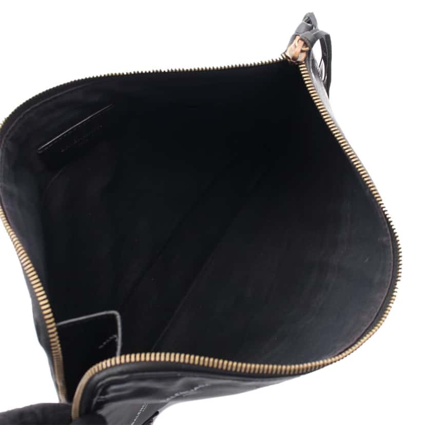 Balenciaga Lambskin Motocross Logo Print Classic Clutch Black Leather Good condition - Inside View