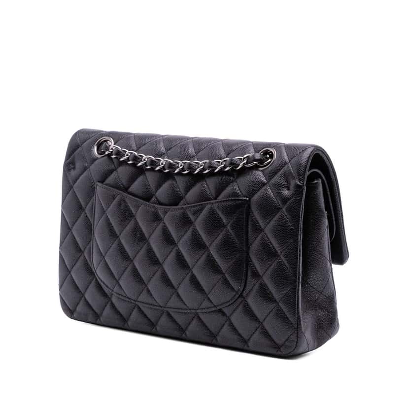 Chanel Medium Classic Caviar Double Flap Black Leather Good condition - Back View