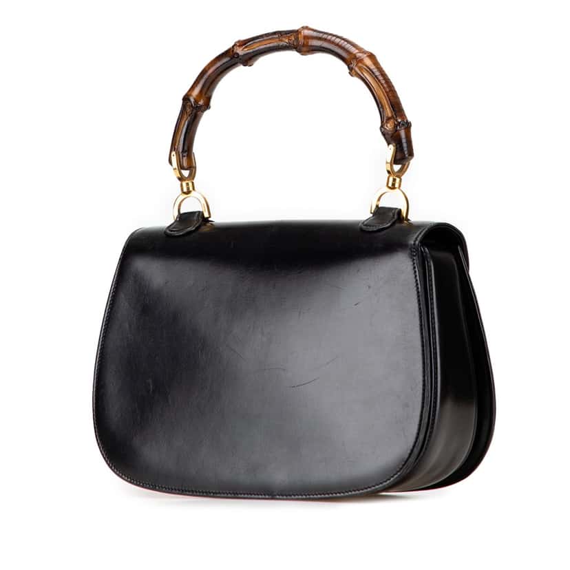 Gucci Calfskin Bamboo Night Black Leather Good condition - Back View