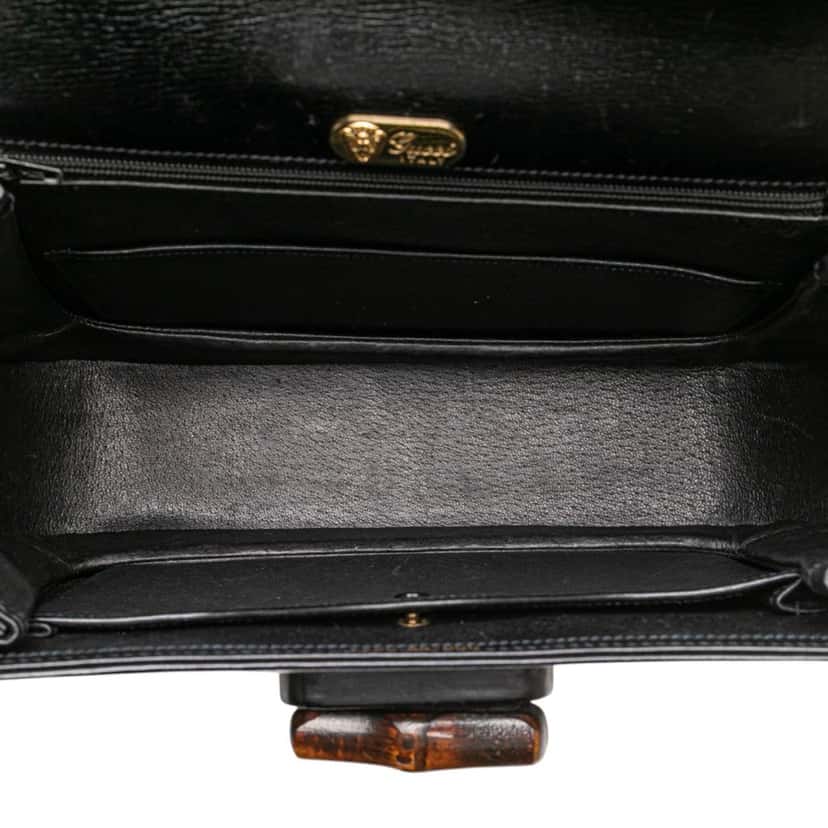 Gucci Calfskin Bamboo Night Black Leather Good condition - Model View