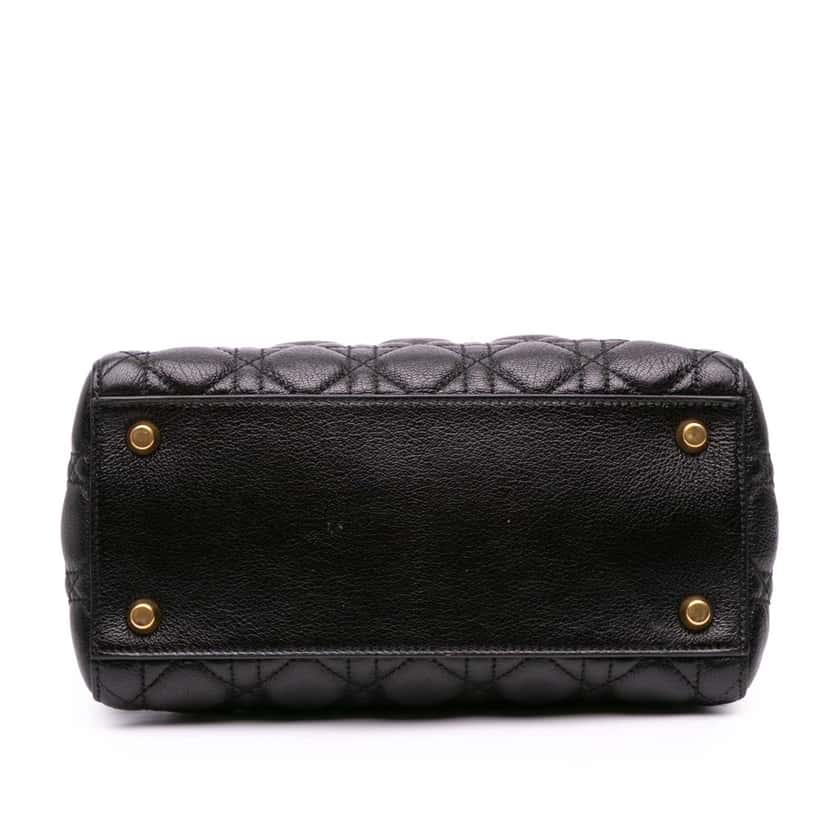 Dior Medium Grained Calfskin Cannage Supple Lady Dior Black Leather Good condition - Inside View