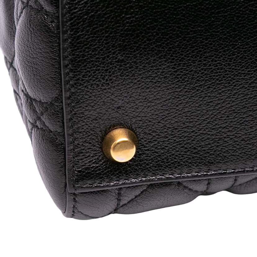 Dior Medium Grained Calfskin Cannage Supple Lady Dior Black Leather Good condition - Box View