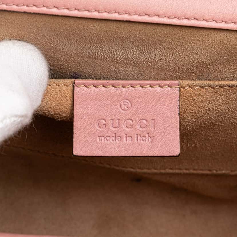 Gucci Small Pearl Studded Leather Padlock Crossbody Pink Leather Good condition - Box View
