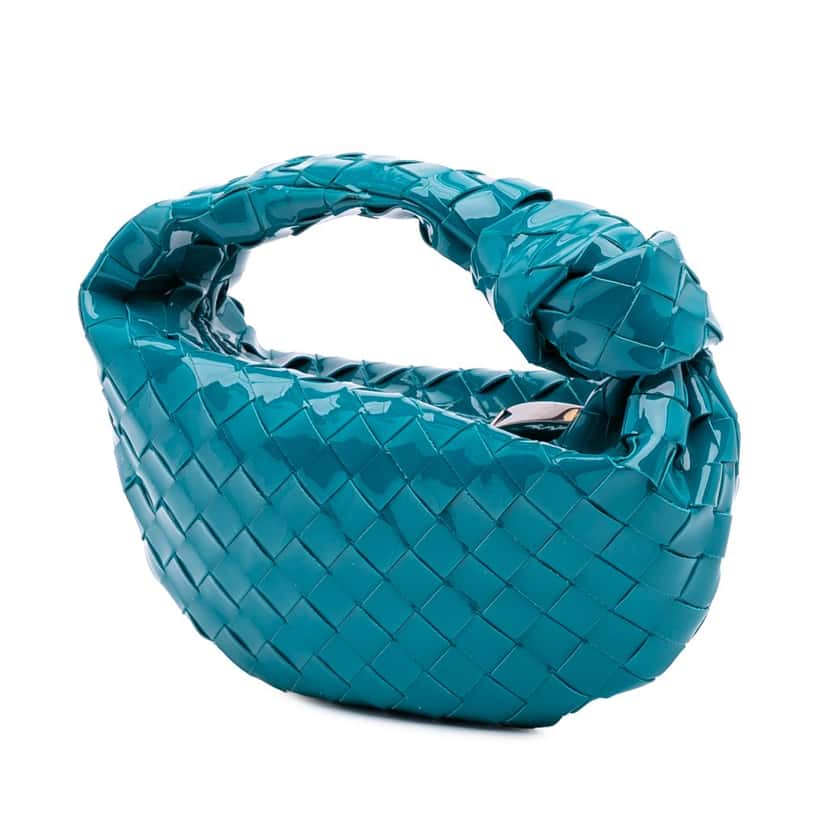 Bottega Veneta Mini Patent Intrecciato Jodie Blue Leather Good condition - Back View