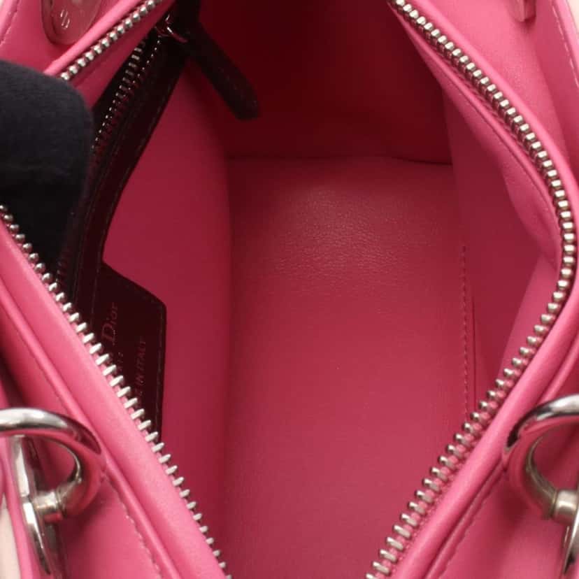Dior Medium Tricolor Lambskin Cannage Lady Dior Pink Leather Good condition - Inside View