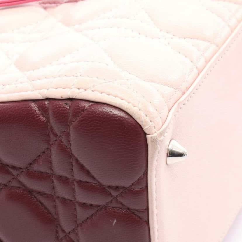 Dior Medium Tricolor Lambskin Cannage Lady Dior Pink Leather Good condition - Box View