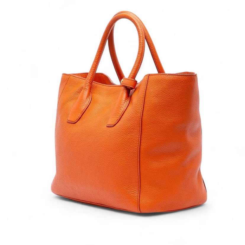 Prada Vitello Daino Open Convertible Tote Orange Leather Good condition - Back View