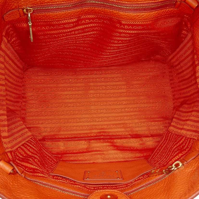 Prada Vitello Daino Open Convertible Tote Orange Leather Good condition - Model View