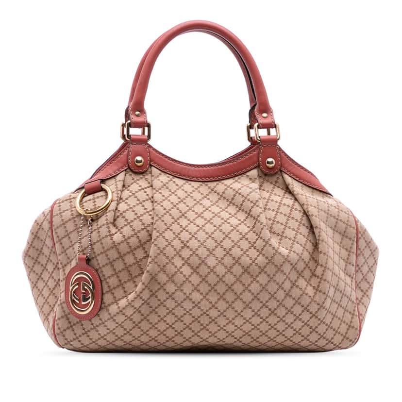 Gucci Medium Diamante Canvas Sukey Tote Brown Canvas Good condition - Front View