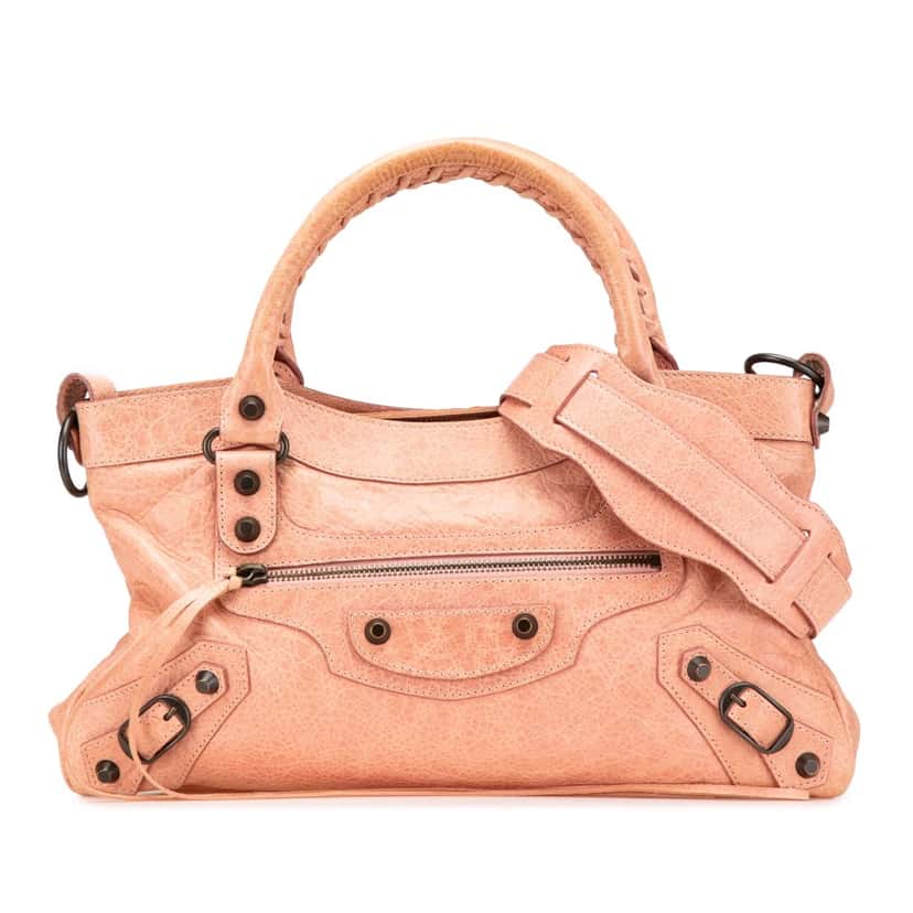 Balenciaga Lambskin Motocross Classic First Satchel Pink Leather Good condition - Front View