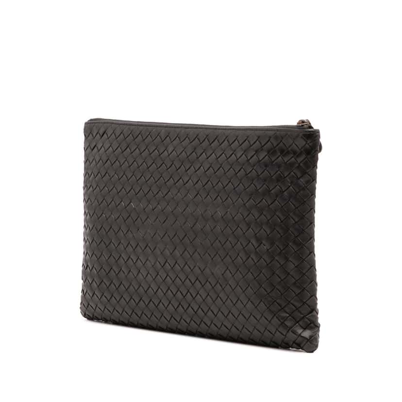 Bottega Veneta Nappa Intrecciato Clutch Black Leather Good condition - Back View