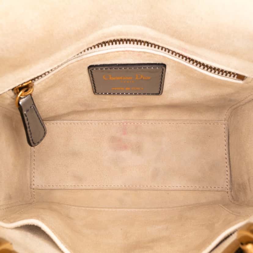 Dior Mini Metallic Glazed Calfskin Lady Dior Silver Leather Good condition - Model View