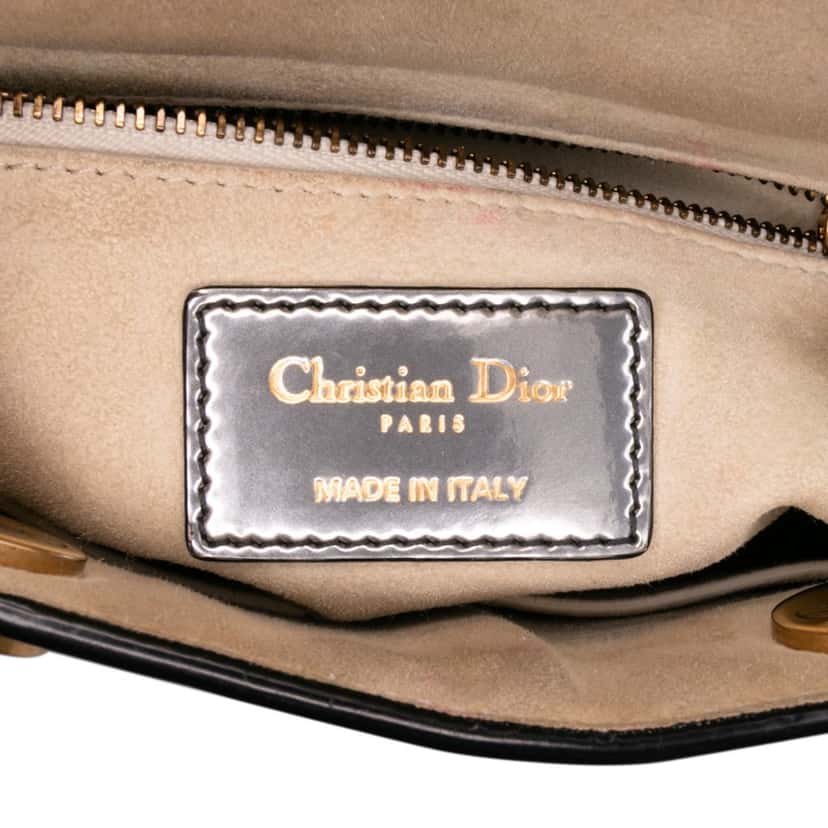 Dior Mini Metallic Glazed Calfskin Lady Dior Silver Leather Good condition - Box View