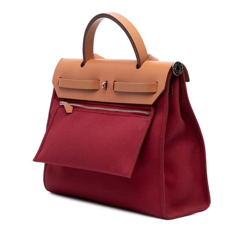 Hermès Toile Herbag Zip 31 Red Canvas Good condition - Back View