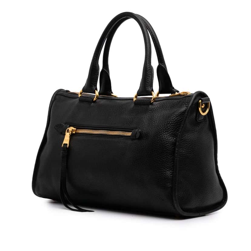 Prada Vitello Phenix Convertible Satchel Black Leather Good condition - Back View