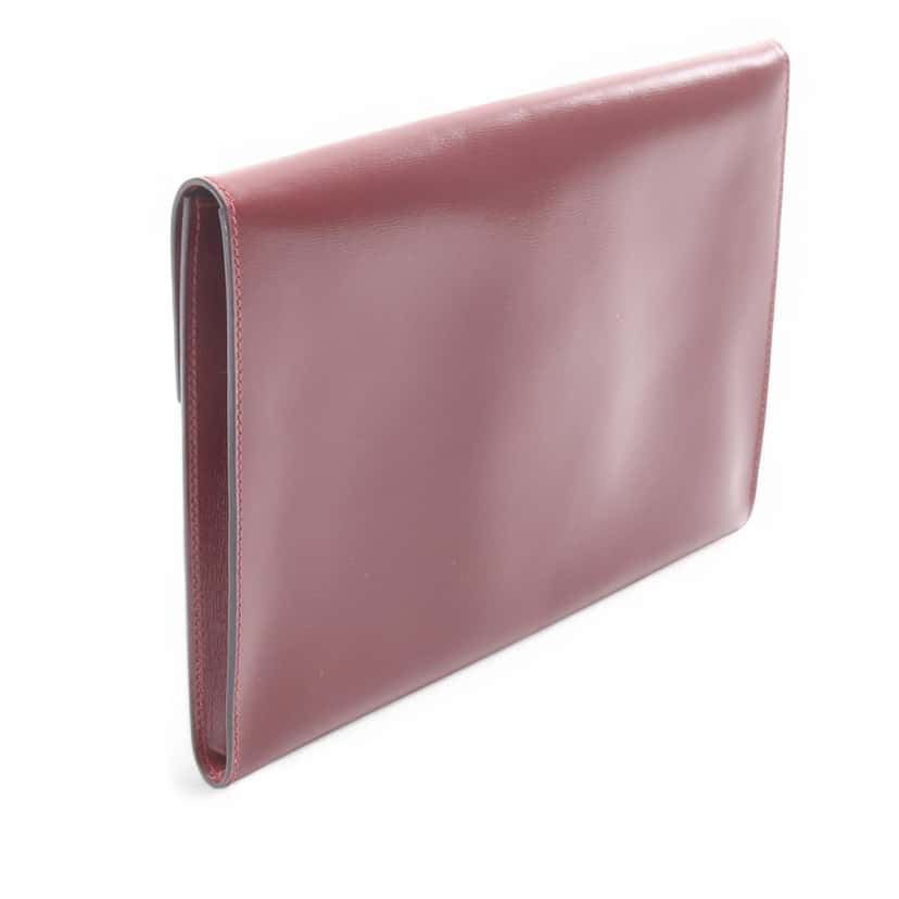 Hermès Box Calf Pochette Rio Red Leather Good condition - Back View