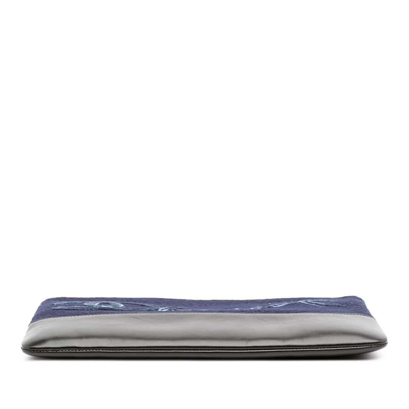 Chanel Paris-Hamburg Wool Embroidered Gabrielle Clutch Blue Wool Good condition - Inside View