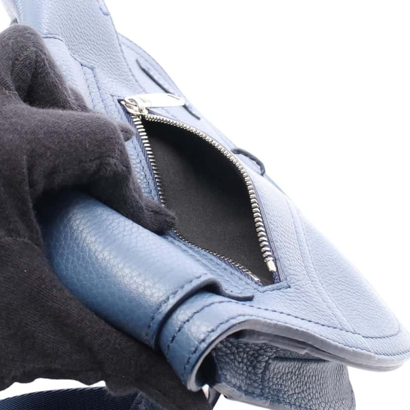 Dior Grained Calfskin Saddle Pouch Blue Leather Good condition - Box View