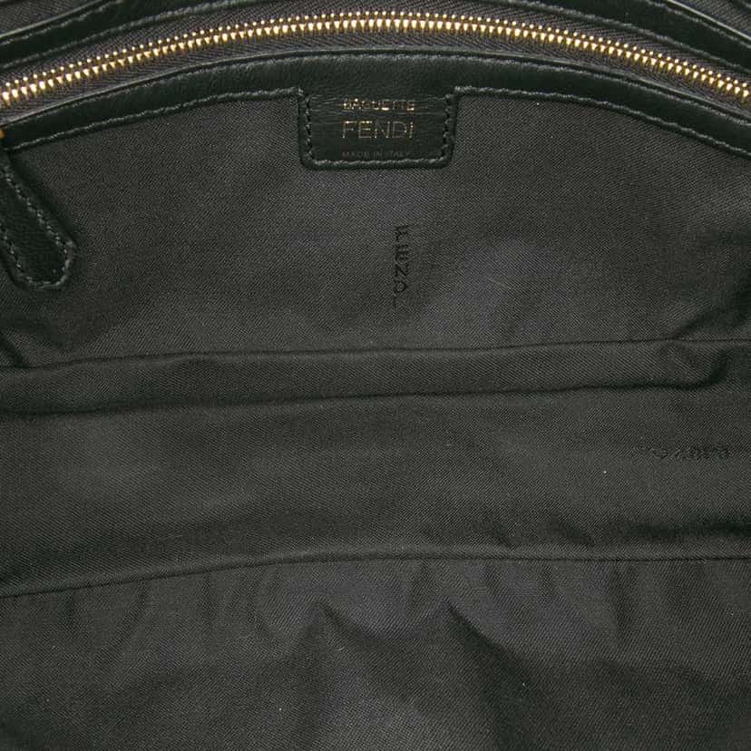 Fendi Zucca Embossed Leather Baguette Satchel Black Leather Good condition - Model View