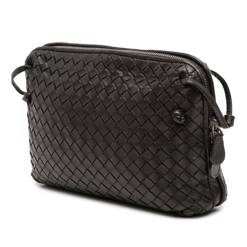 Bottega Veneta Nappa Intrecciato Nodini Crossbody Black Leather Good condition - Back View