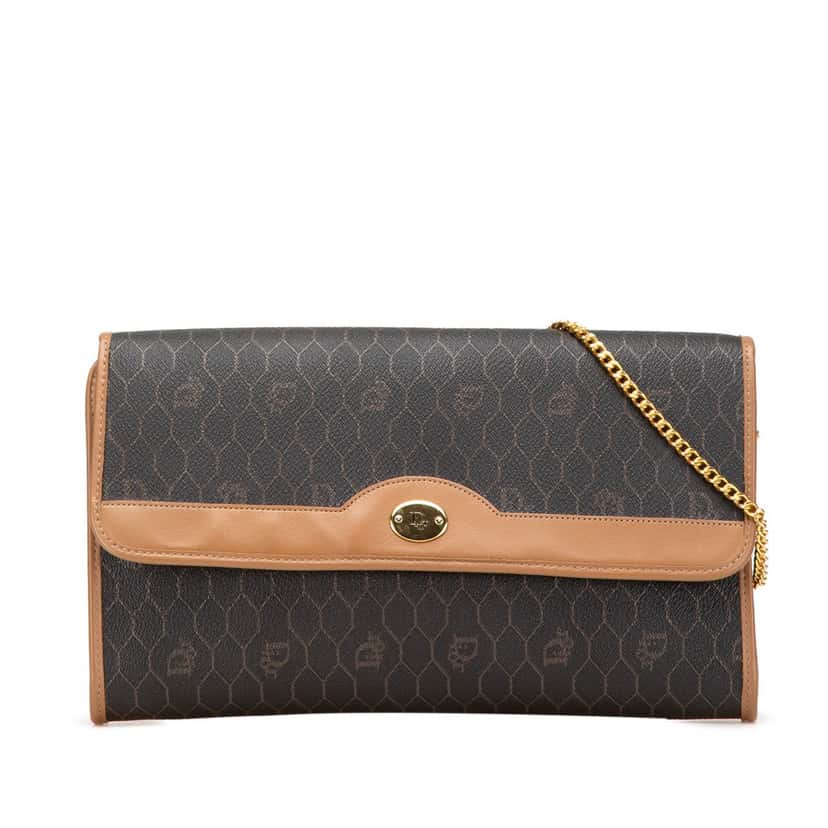 Dior Honeycomb Coated Canvas Chain Shoulder Bag Black Canvas Good condition - Front View