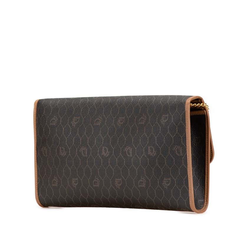 Dior Honeycomb Coated Canvas Chain Shoulder Bag Black Canvas Good condition - Back View
