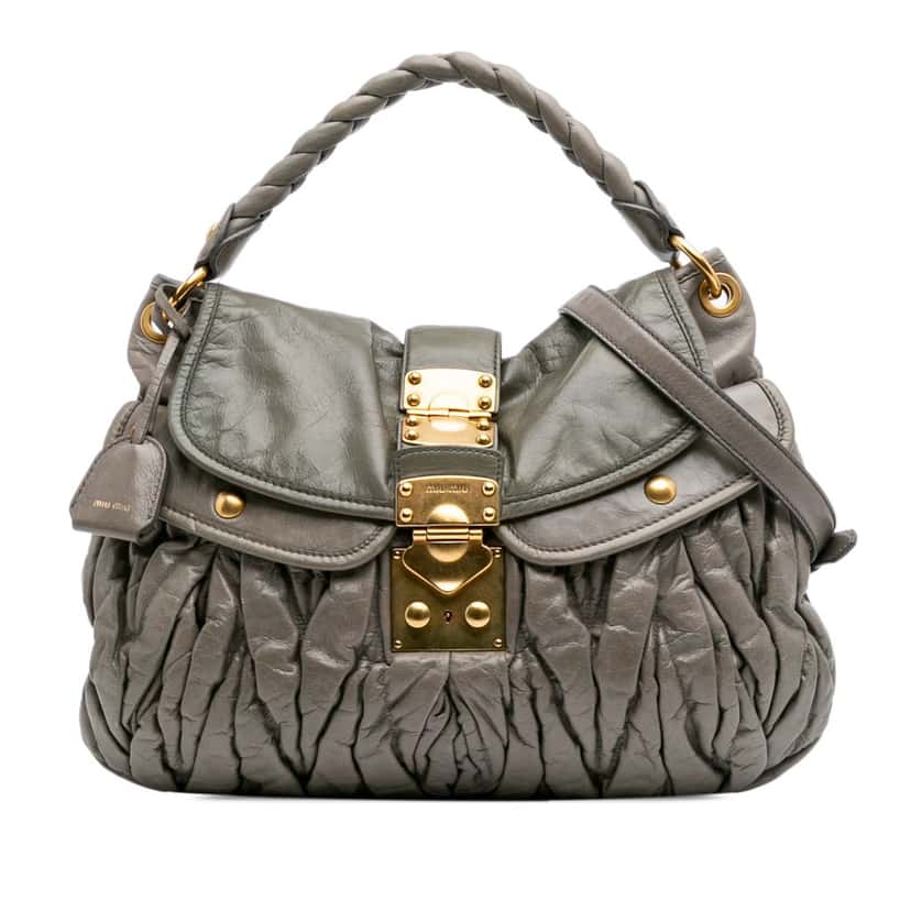 Miu Miu Matelasse Nappa Coffer Satchel Brown Leather Good condition - Front View