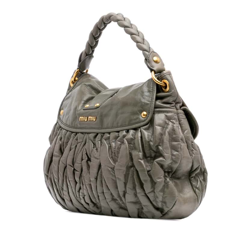 Miu Miu Matelasse Nappa Coffer Satchel Brown Leather Good condition - Back View