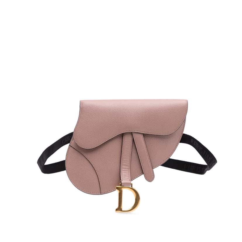 Dior Grained Calfskin Saddle Belt Bag Pink Leather Good condition - Front View
