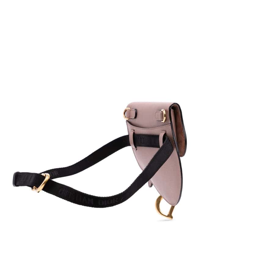 Dior Grained Calfskin Saddle Belt Bag Pink Leather Good condition - Back View