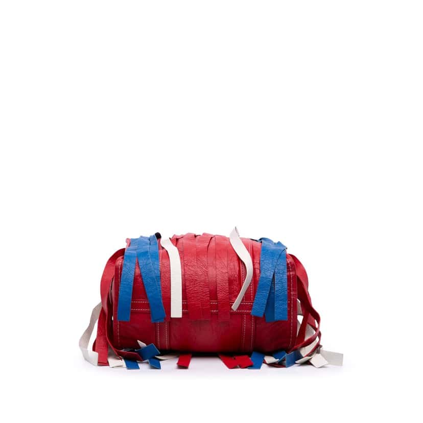 Balenciaga S Lambskin Fringe Bazar Shopper Satchel Red Leather Good condition - Inside View