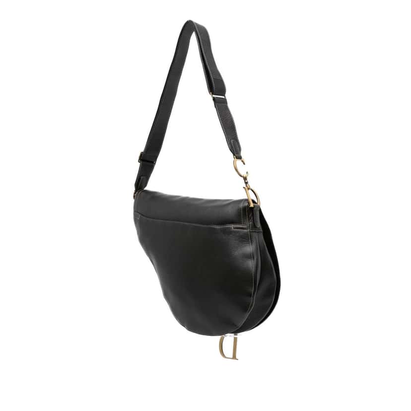 Dior Leather Baudrier Saddle Bag Black Leather Good condition - Back View