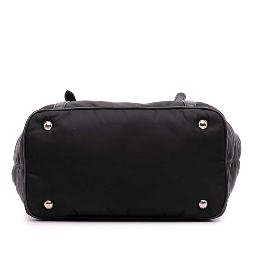Prada Vitello Trimmed Tessuto Satchel Black Good condition - Inside View