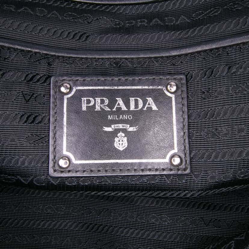 Prada Vitello Trimmed Tessuto Satchel Black Good condition - Box View